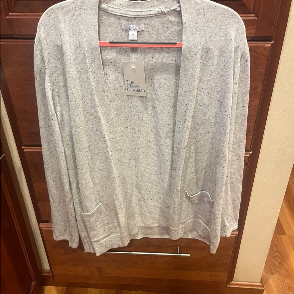 Croft & Barrow Light Beige Speckled Cardigan size petite XL NWT